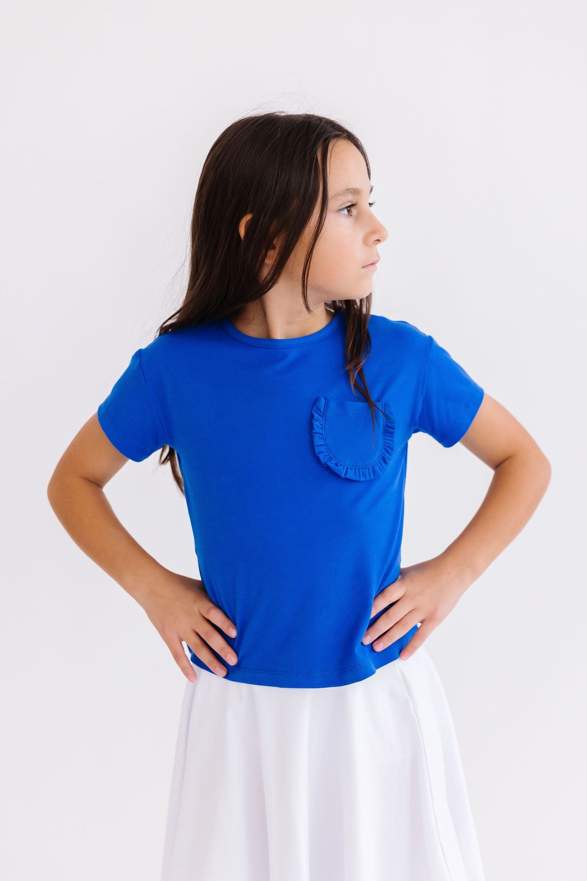 Royal Blue Ruffle Pocket Tee - Image 4