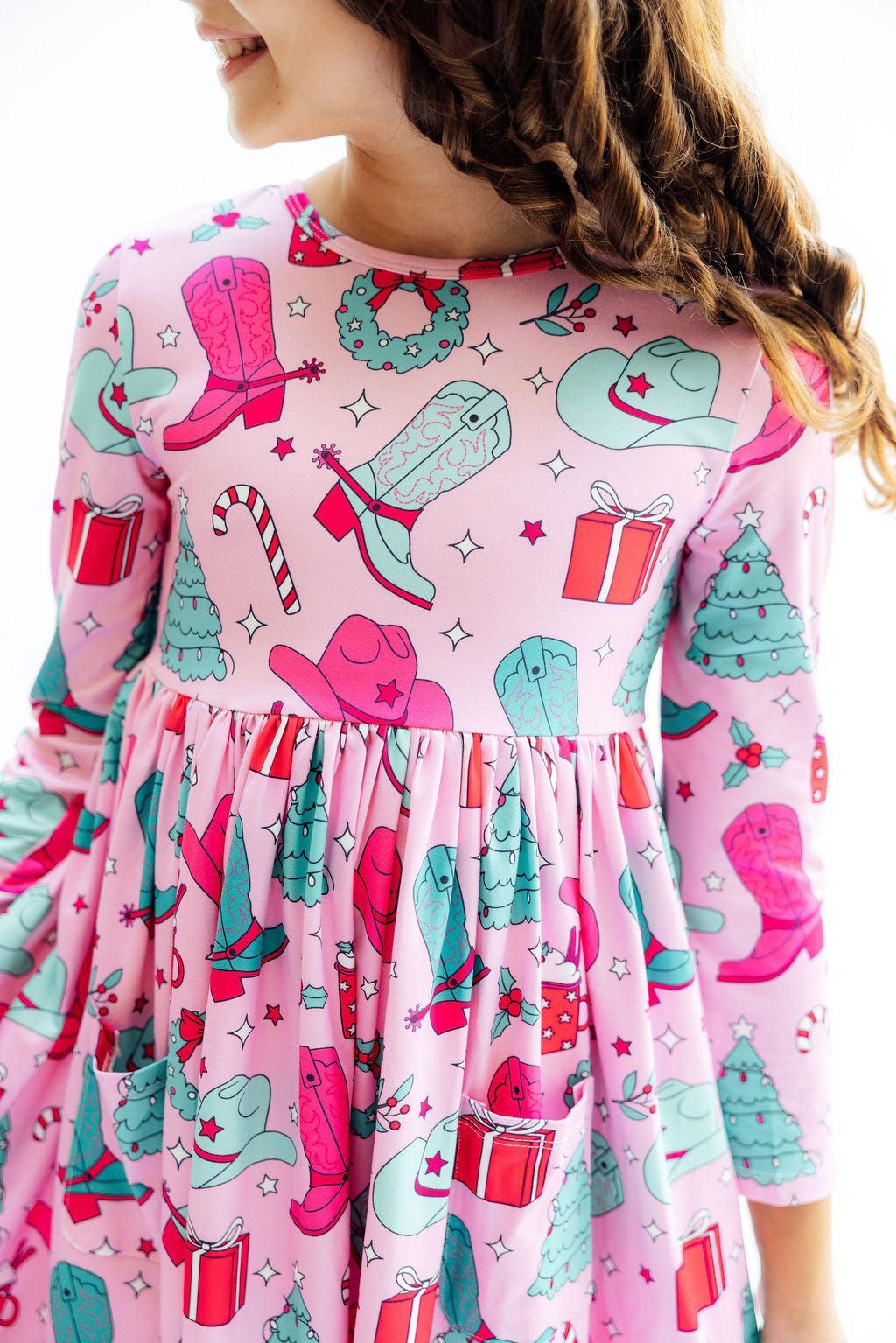 Christmas Cowgirl L/S Pocket Twirl Dress - Image 5