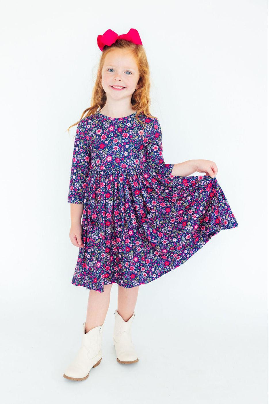 Flower Farm 3/4 Sleeve Pocket Twirl Dress - Image 4