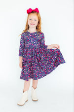Flower Farm 3/4 Sleeve Pocket Twirl Dress - Image 4
