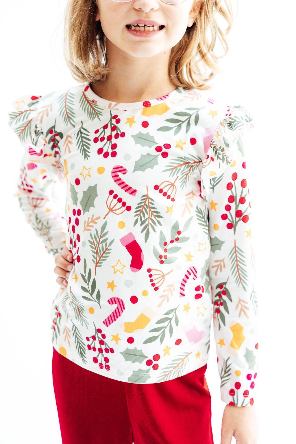 Holly Jolly Christmas L/S Ruffle Tee - Image 5