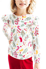 Holly Jolly Christmas L/S Ruffle Tee - Image 5