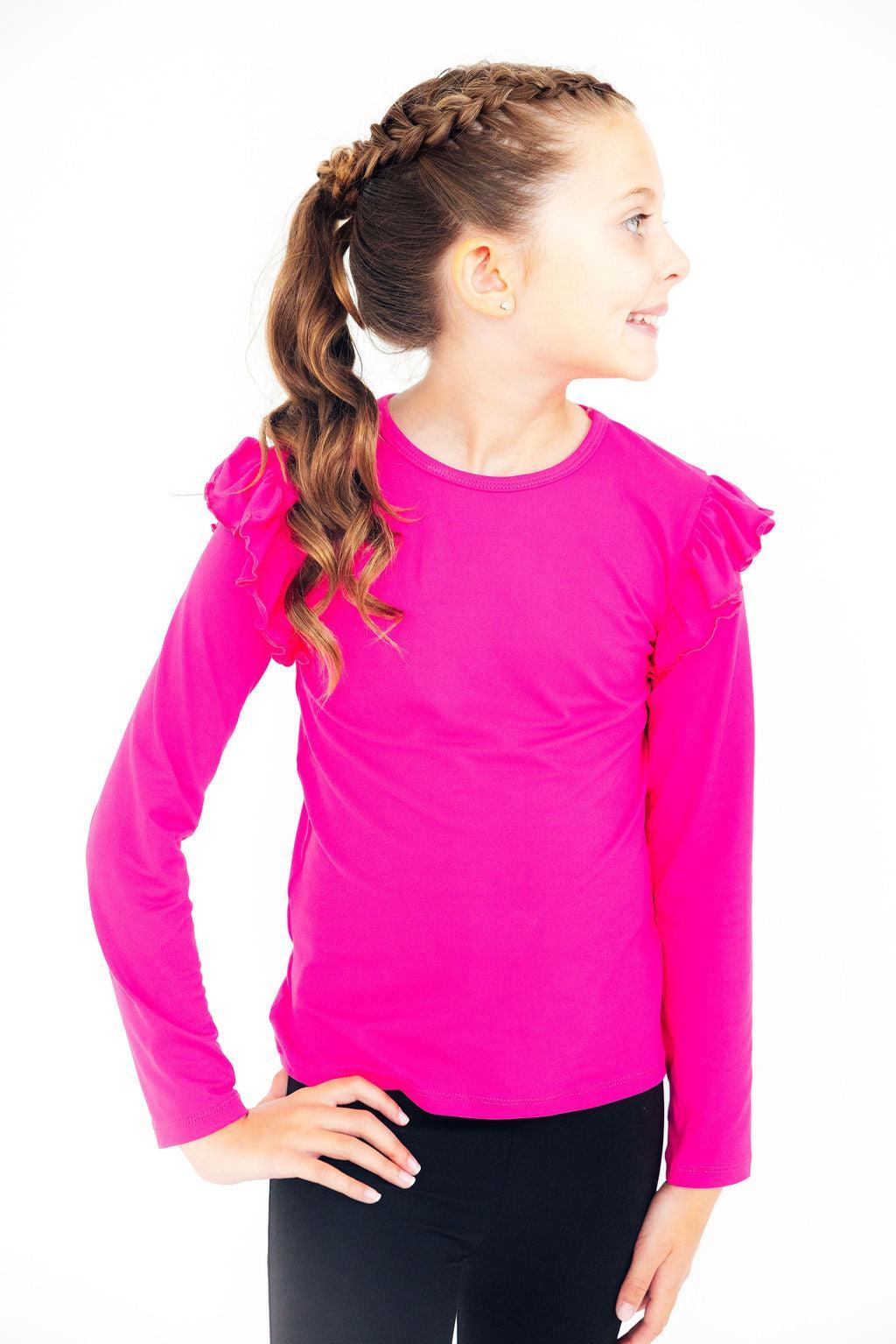 Hot Pink L/S Ruffle Tee - Image 2
