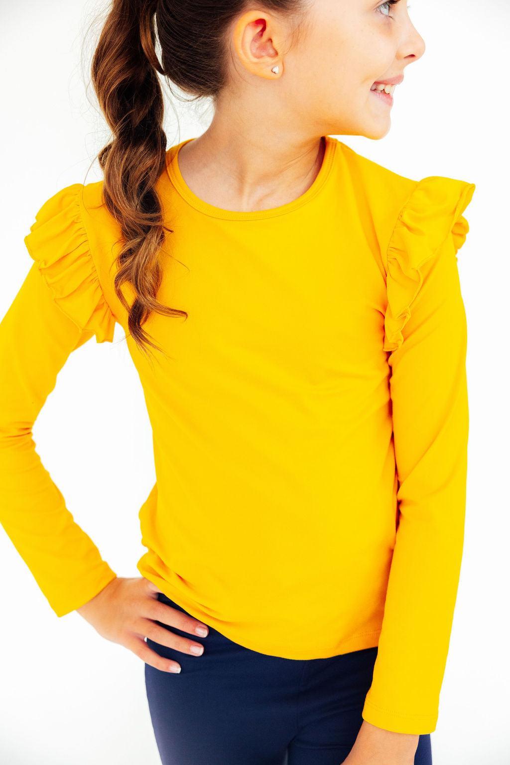 Mustard L/S Ruffle Tee - Image 2