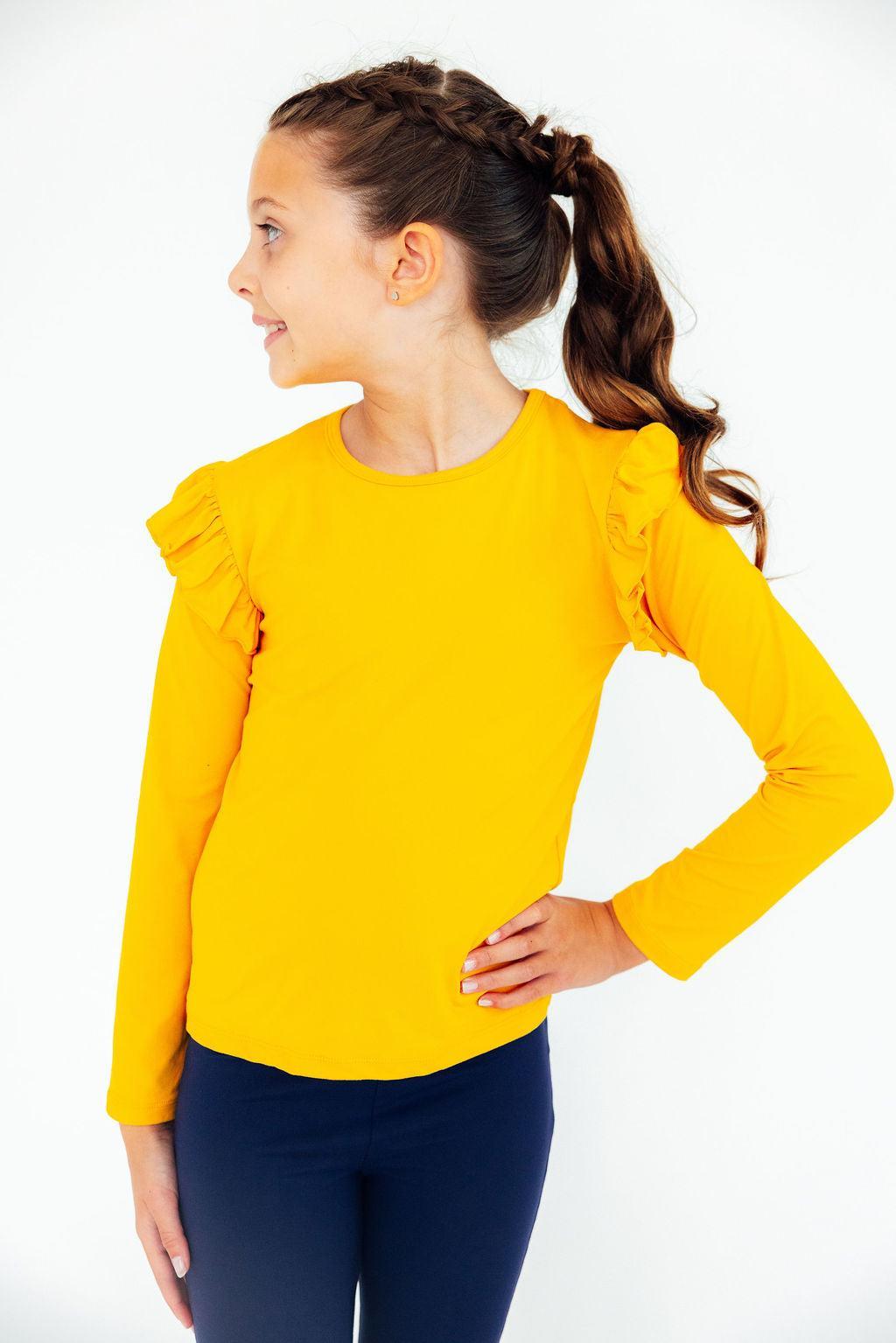 Mustard L/S Ruffle Tee - Image 4