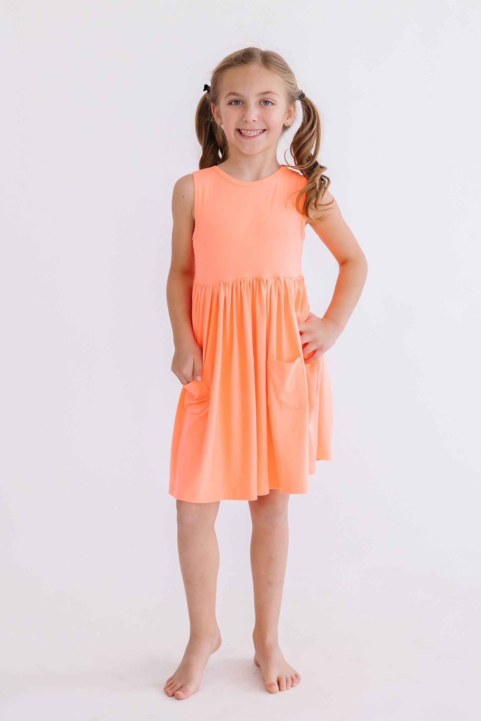 Neon Coral Tank Pocket Twirl Dress - Image 3