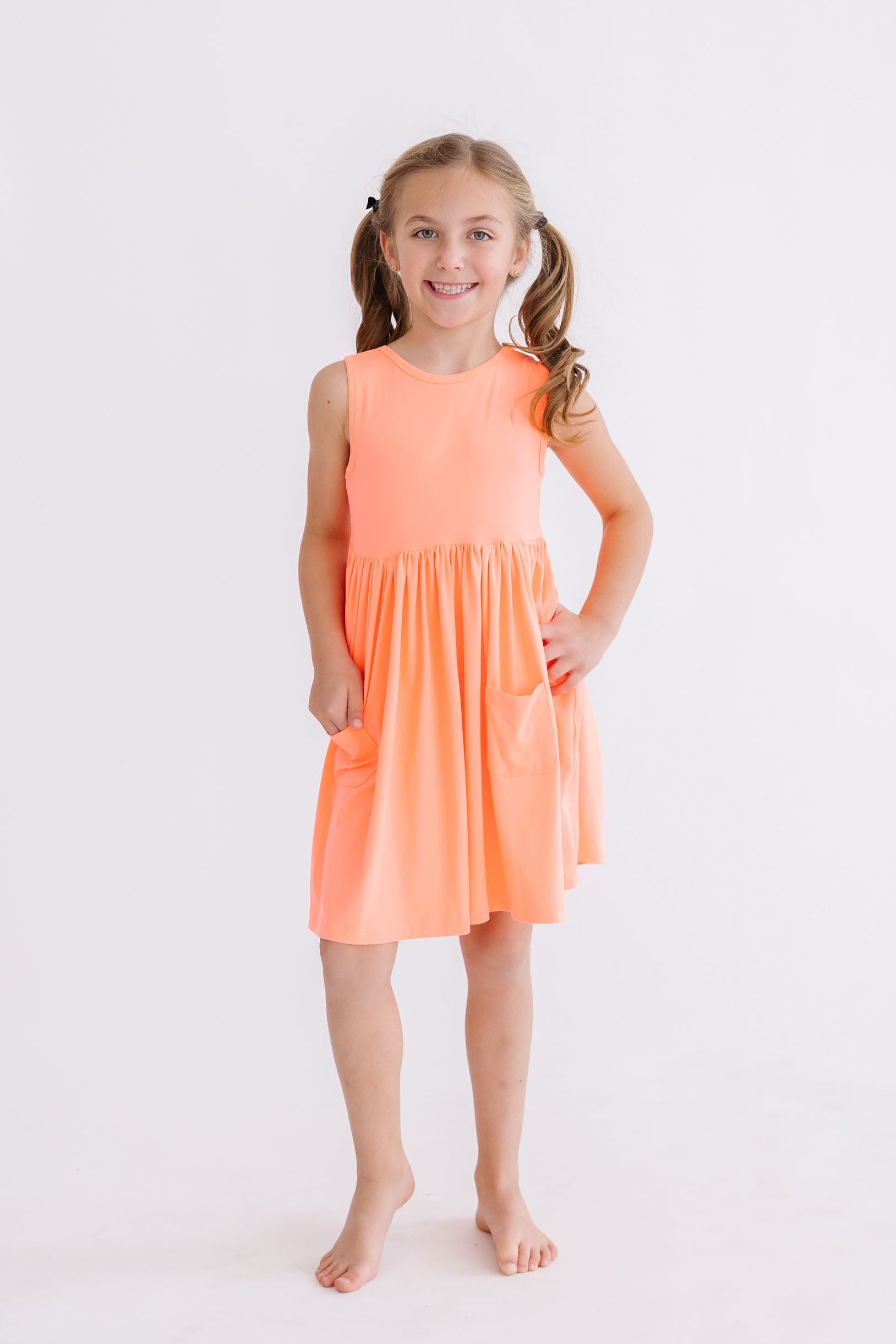 Neon Coral Tank Pocket Twirl Dress - Image 5