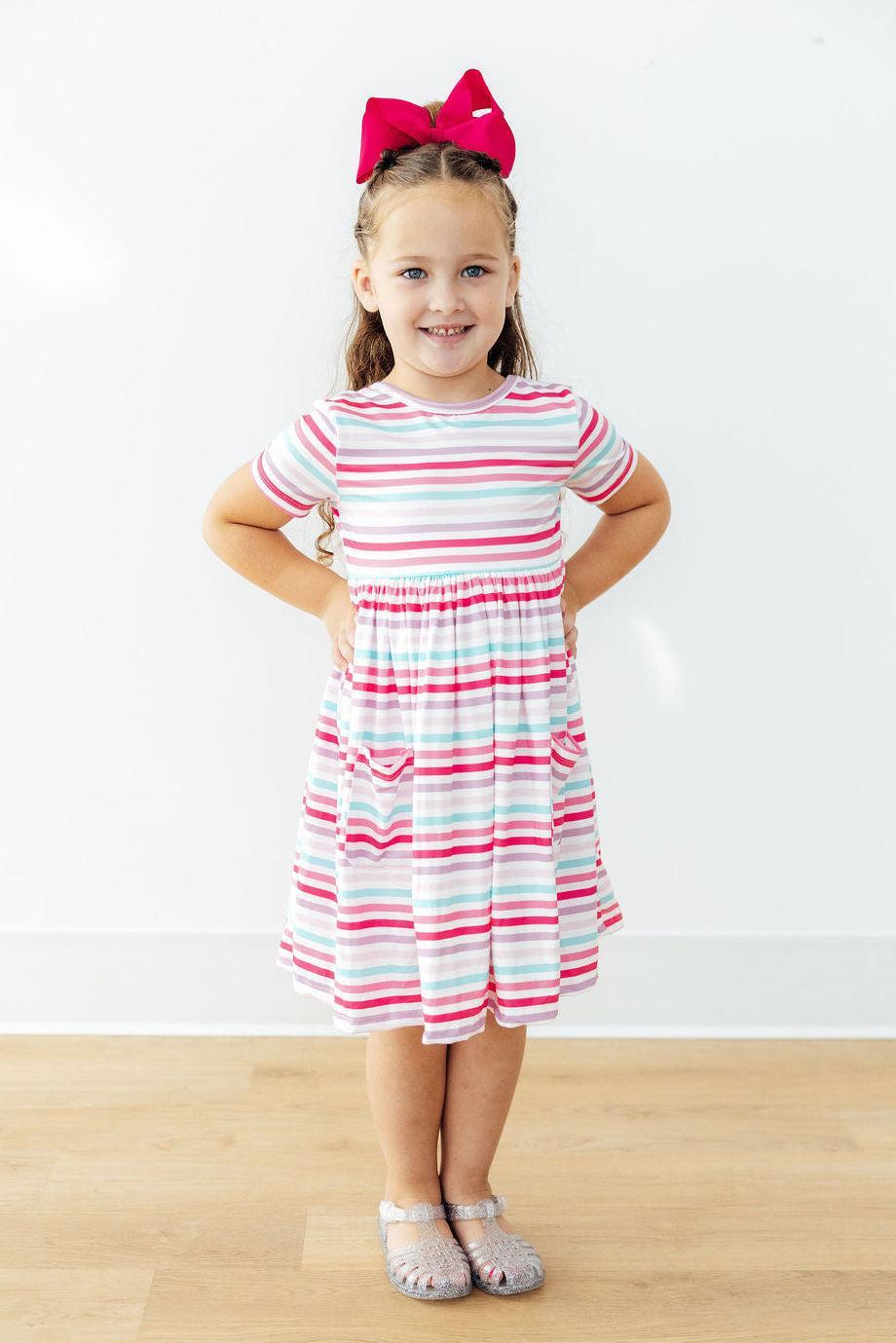 Pastel Stripes S/S Pocket Twirl Dress - Image 4