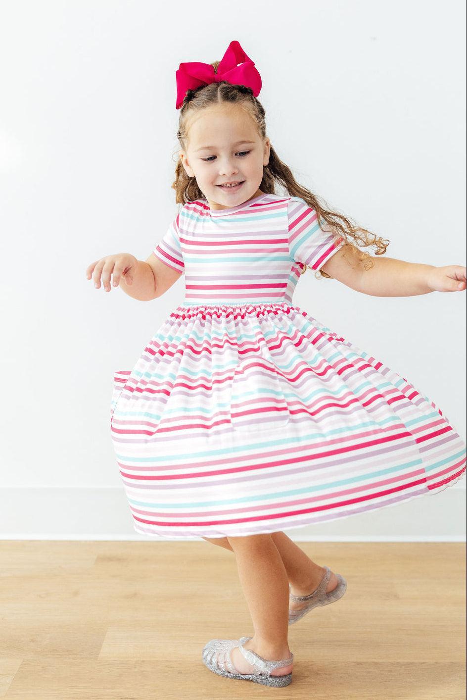 Pastel Stripes S/S Pocket Twirl Dress - Image 6