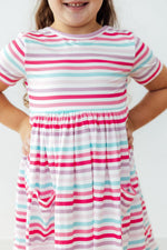 Pastel Stripes S/S Pocket Twirl Dress - Image 5