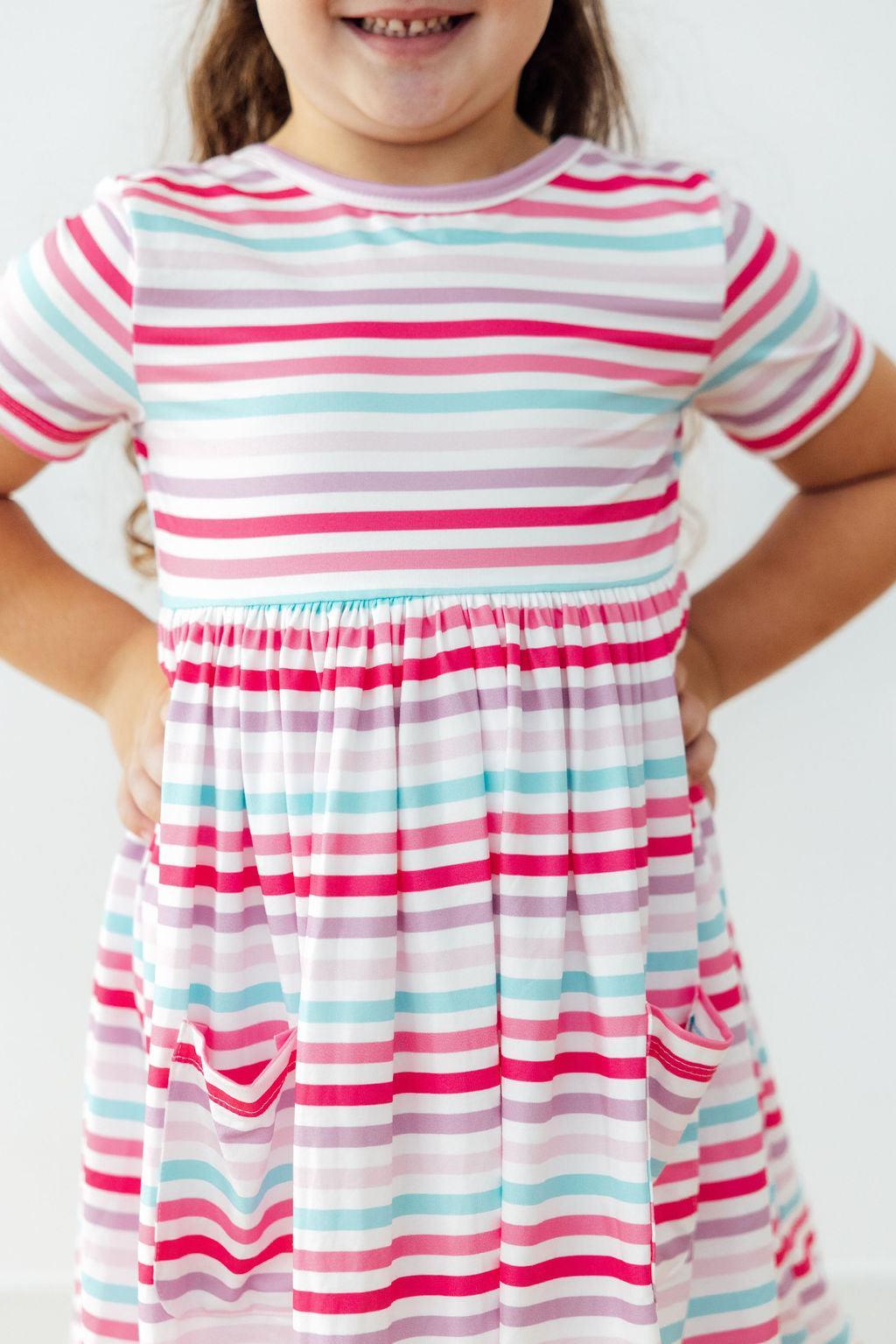 Pastel Stripes S/S Pocket Twirl Dress - Image 5