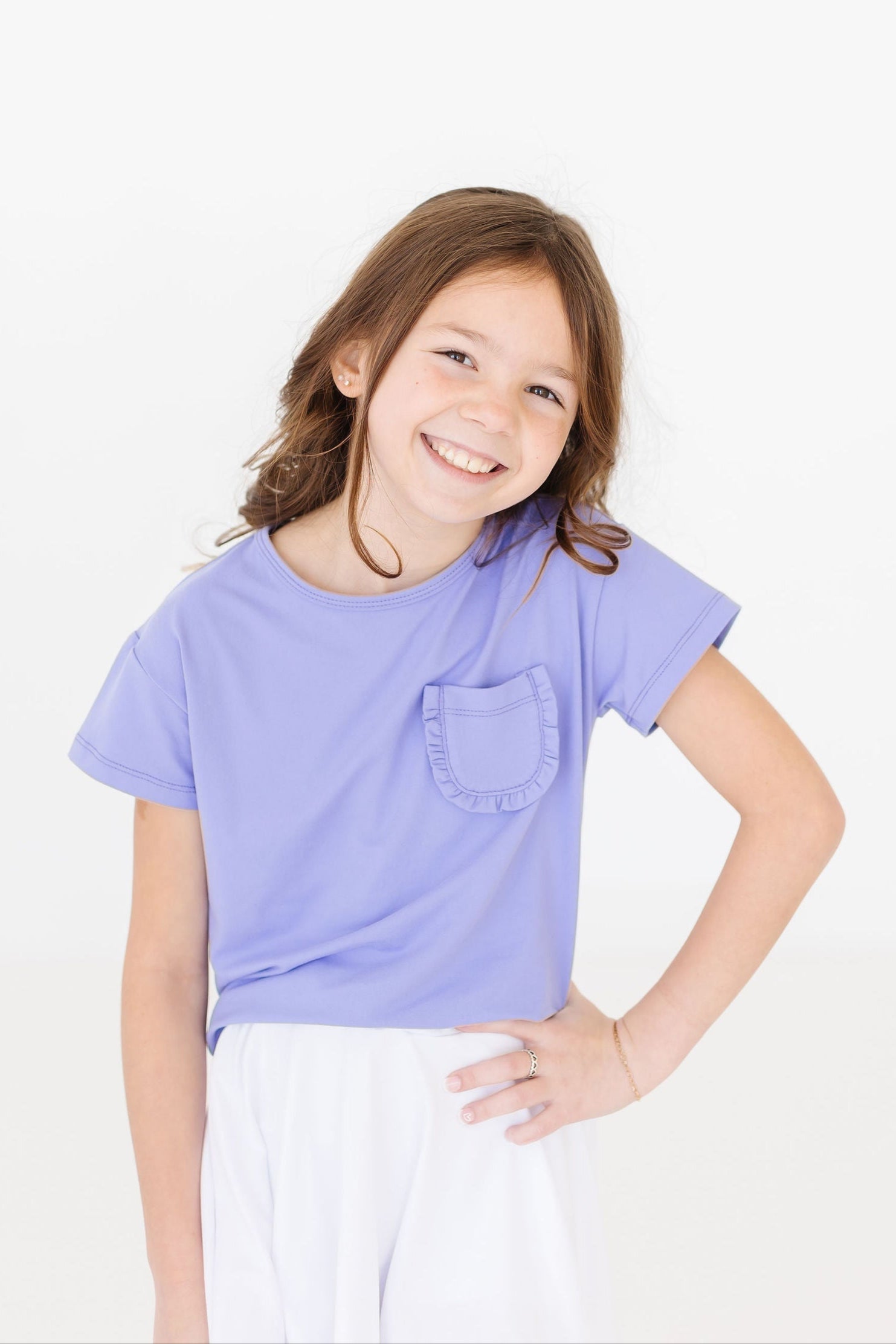Periwinkle Ruffle Pocket Tee - Image 4