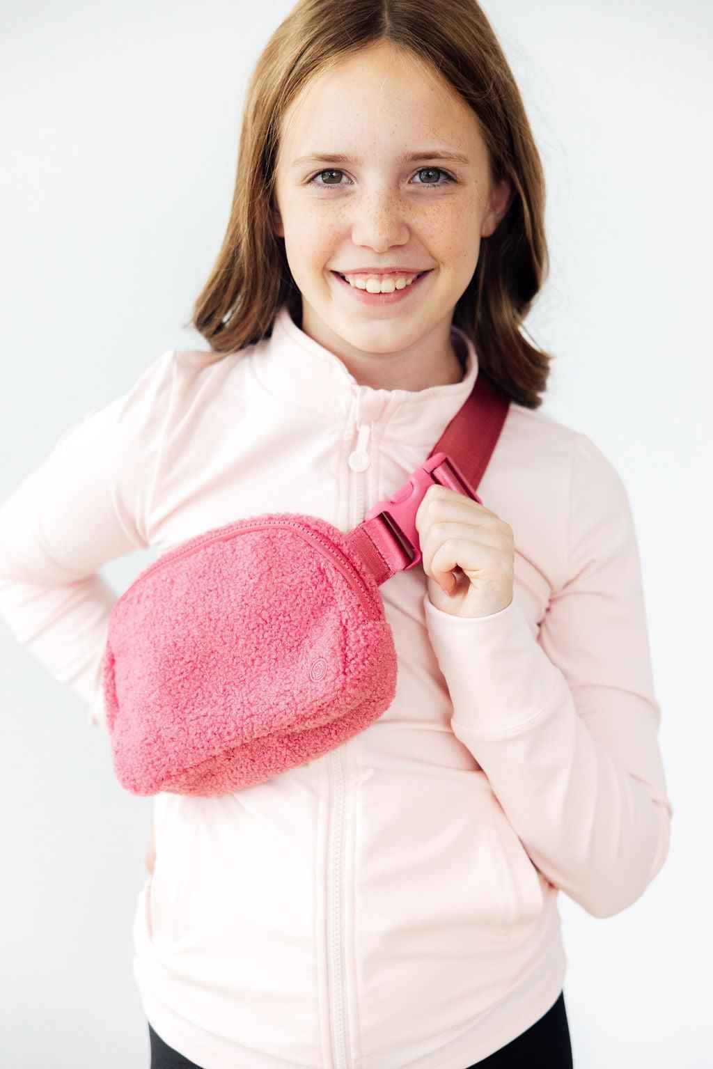 Pink Fleece Belt Bag