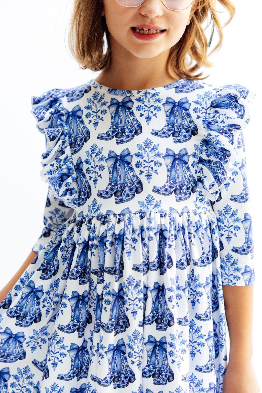 Southern Belle 3/4 Sleeve Ruffle Twirl Dress - Image 2