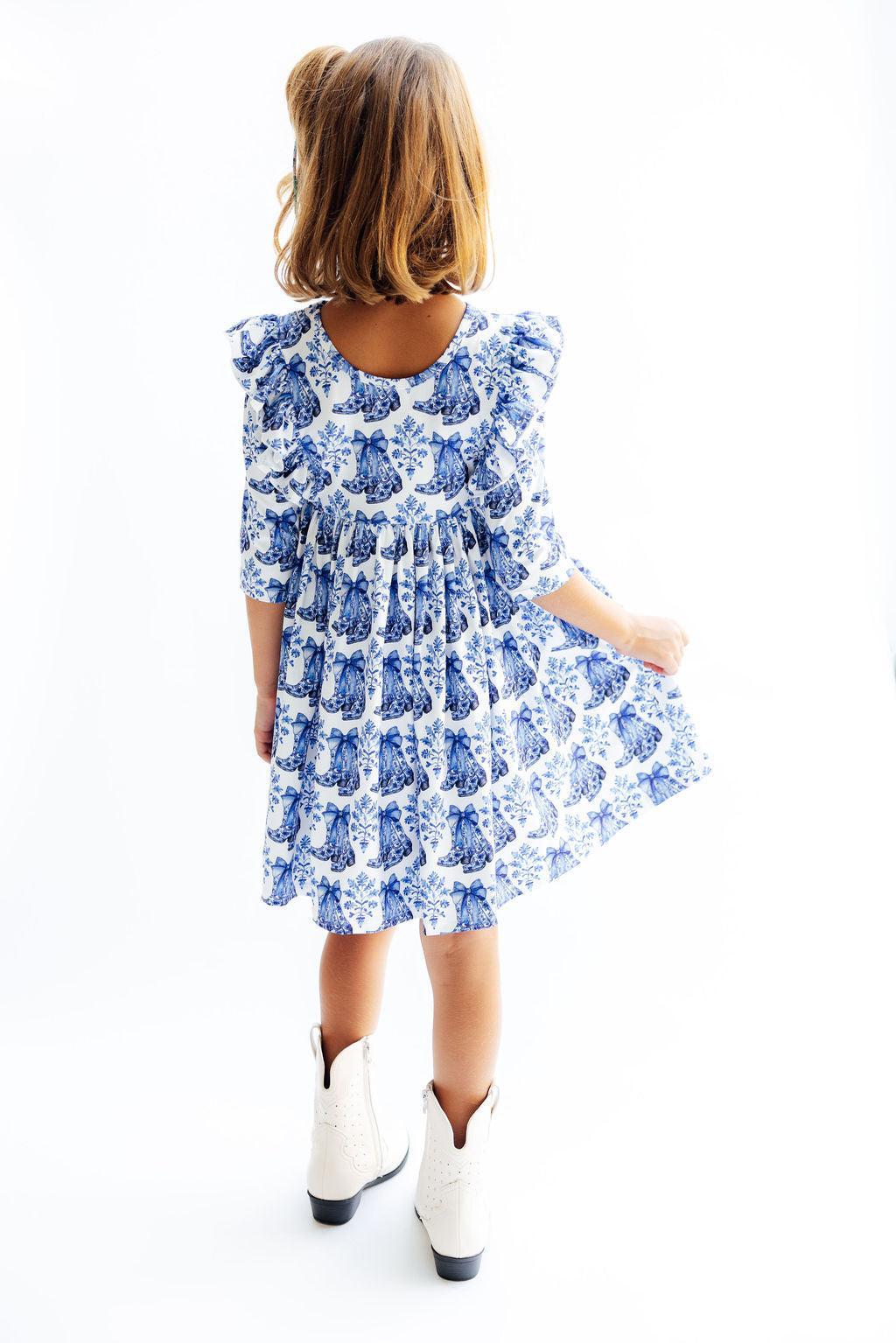 Southern Belle 3/4 Sleeve Ruffle Twirl Dress - Image 3