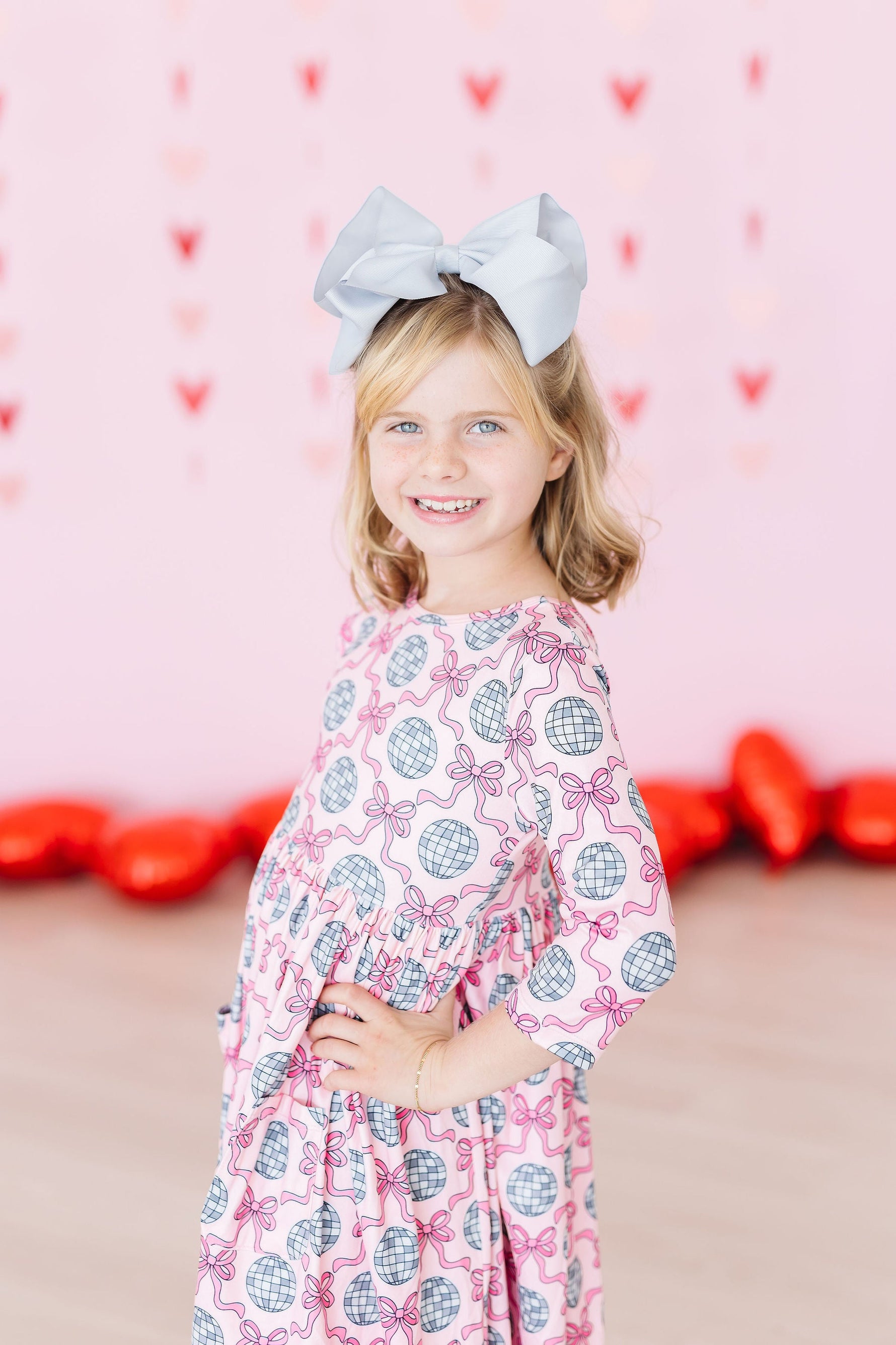 SALE Disco Bows 3/4 Sleeve Pocket Twirl Dress - Image 6
