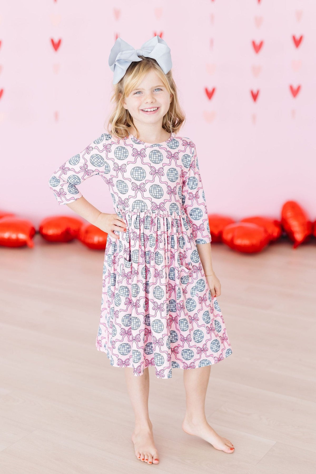SALE Disco Bows 3/4 Sleeve Pocket Twirl Dress - Image 7