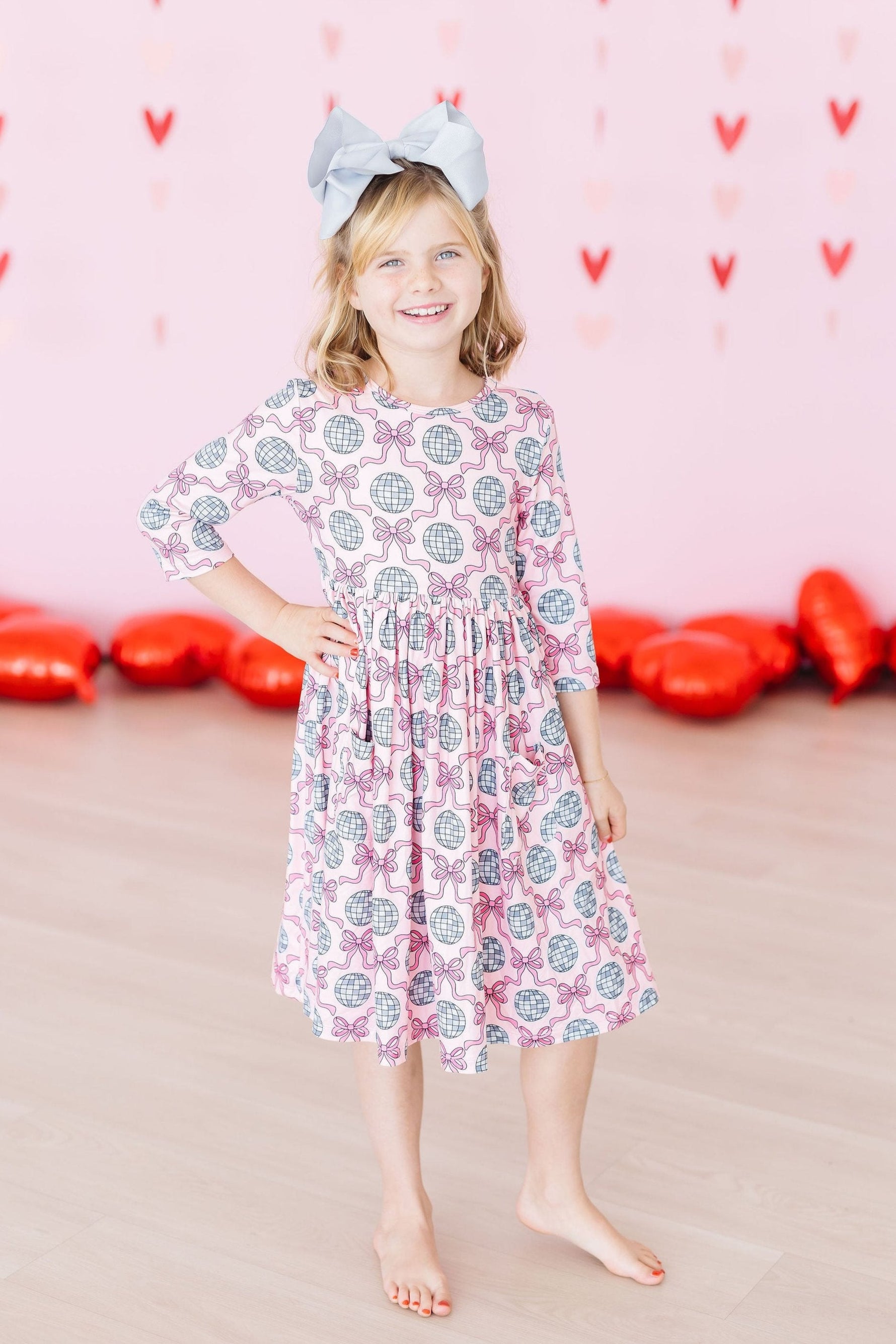 SALE Disco Bows 3/4 Sleeve Pocket Twirl Dress - Image 7