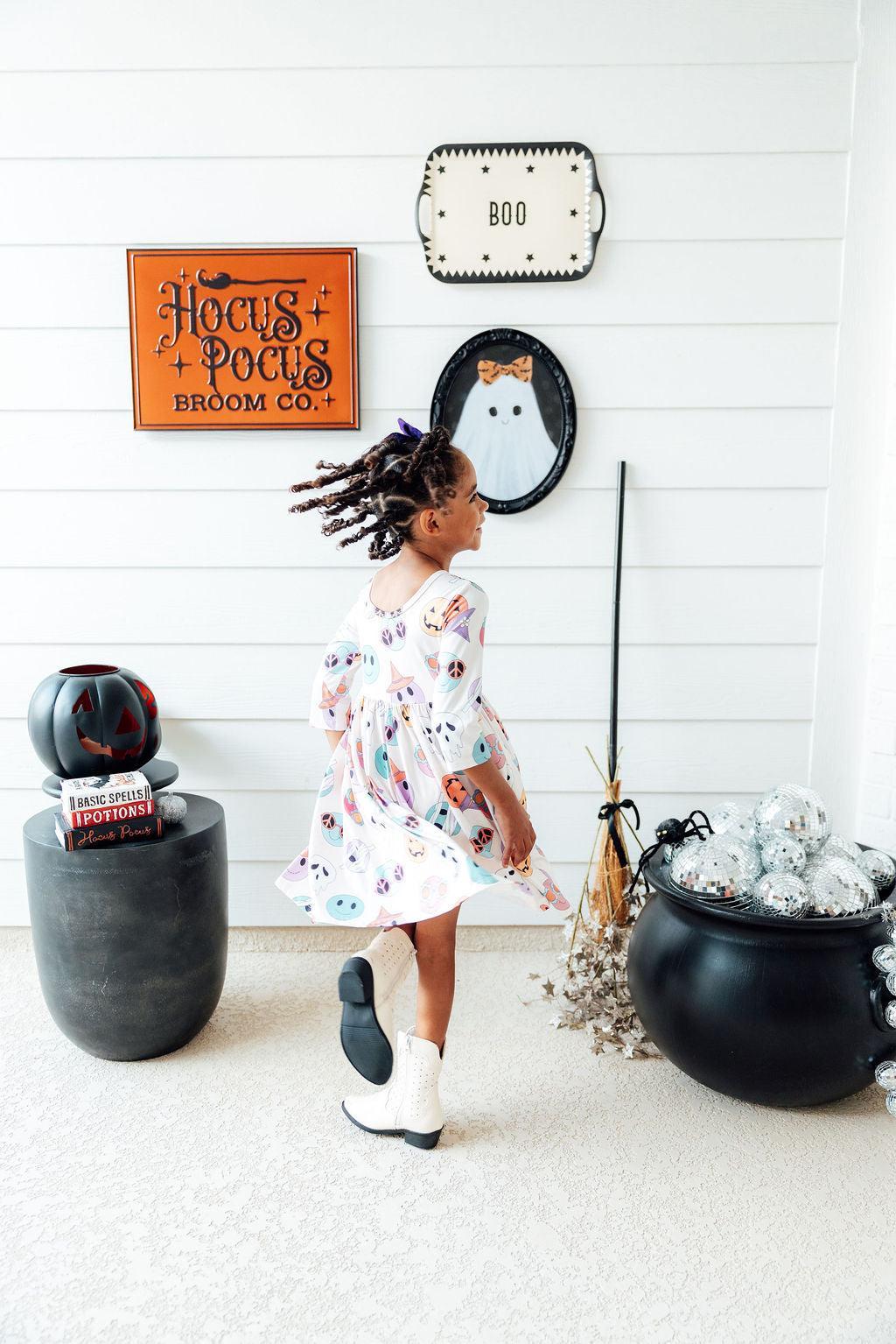SALE Monster Mash 3/4 Sleeve Pocket Twirl Dress - Image 3