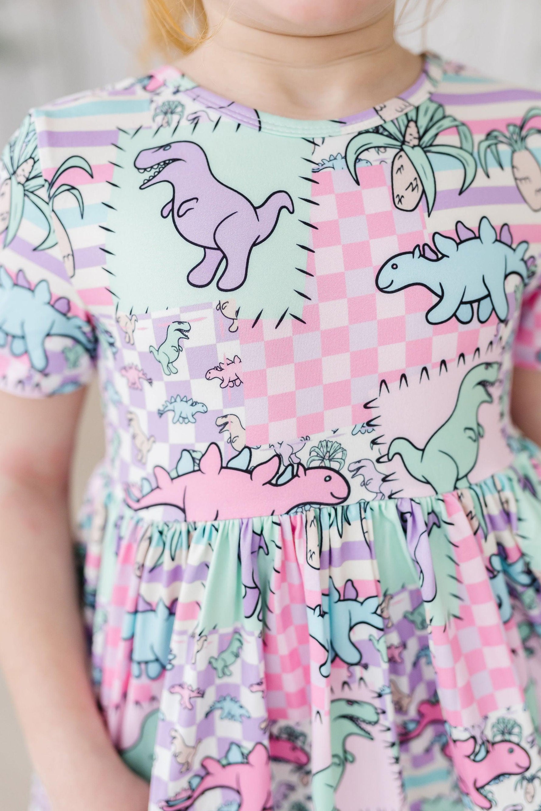 SALE Quilted Dinos S/S Pocket Twirl Dress - Image 3