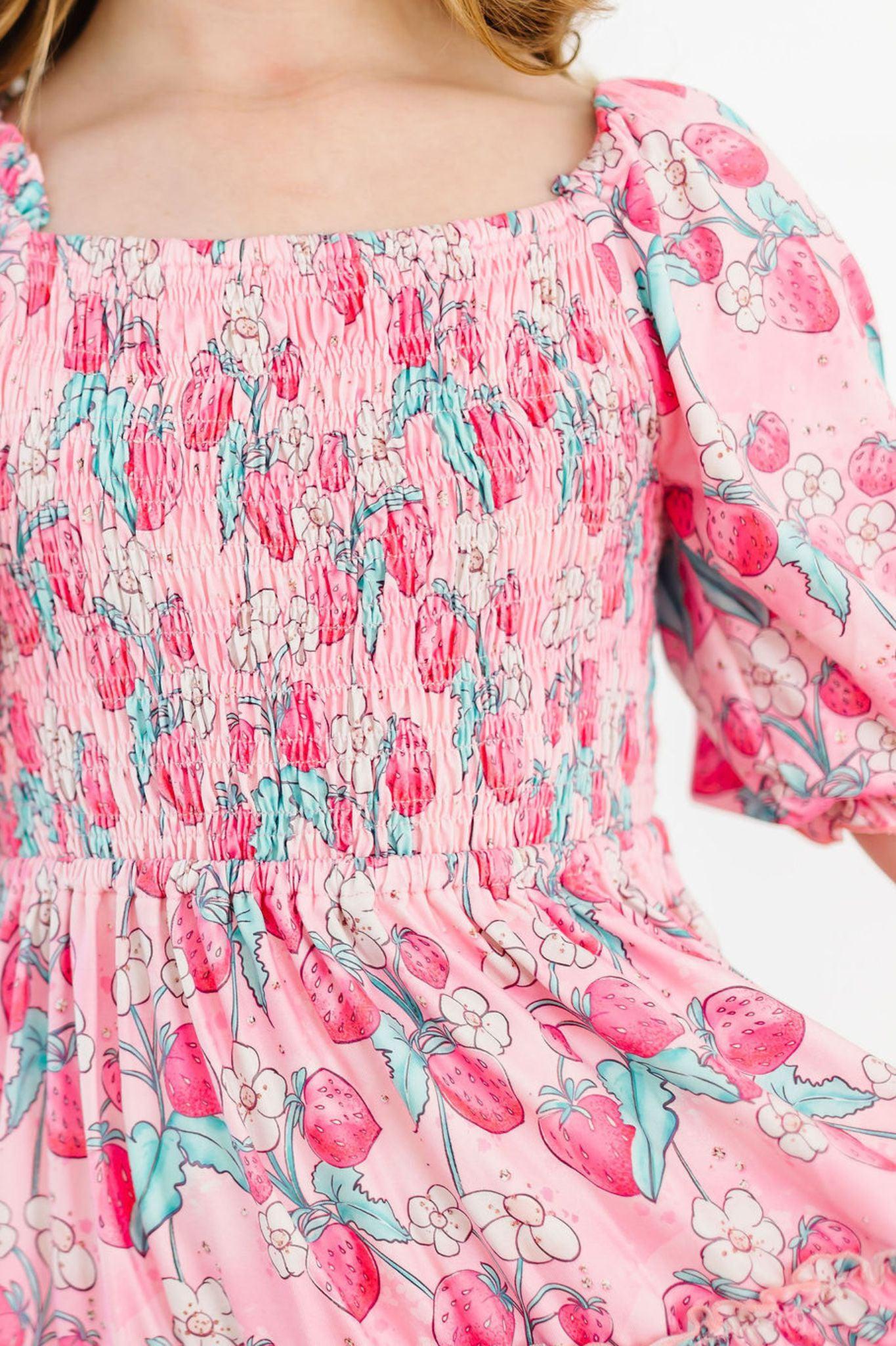 SALE Strawberry Shortcake Smocked Ruffle Dress - Image 2