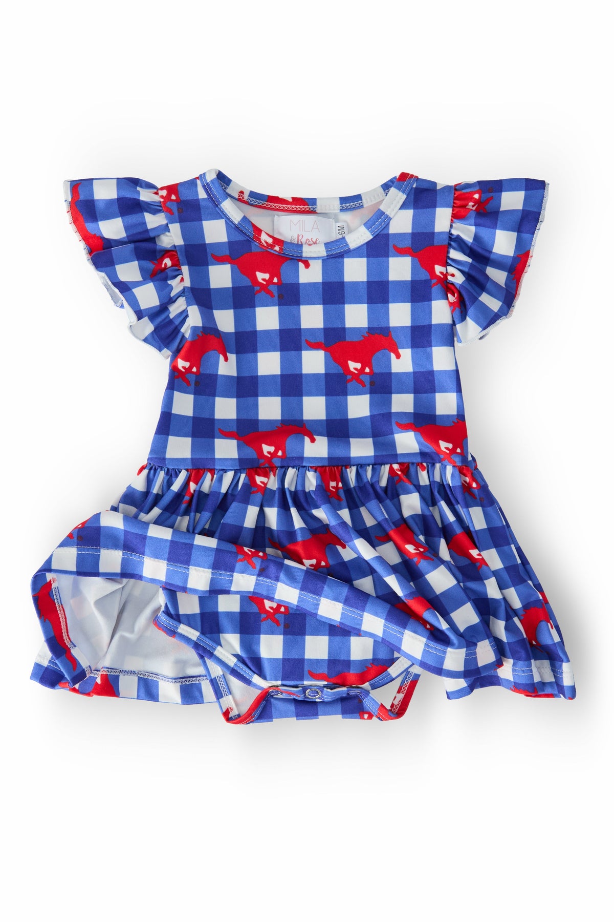 SMU Plaid Mustang Flutter Twirl Bodysuit - Image 2