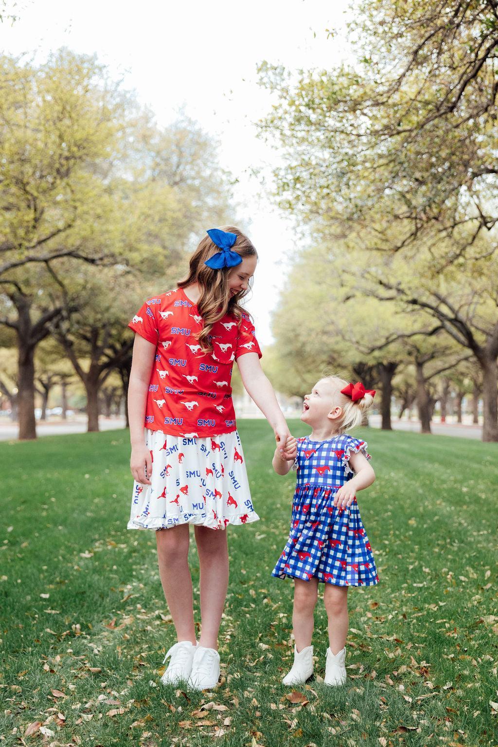 SMU Plaid Mustang Flutter Twirl Dress - Image 6