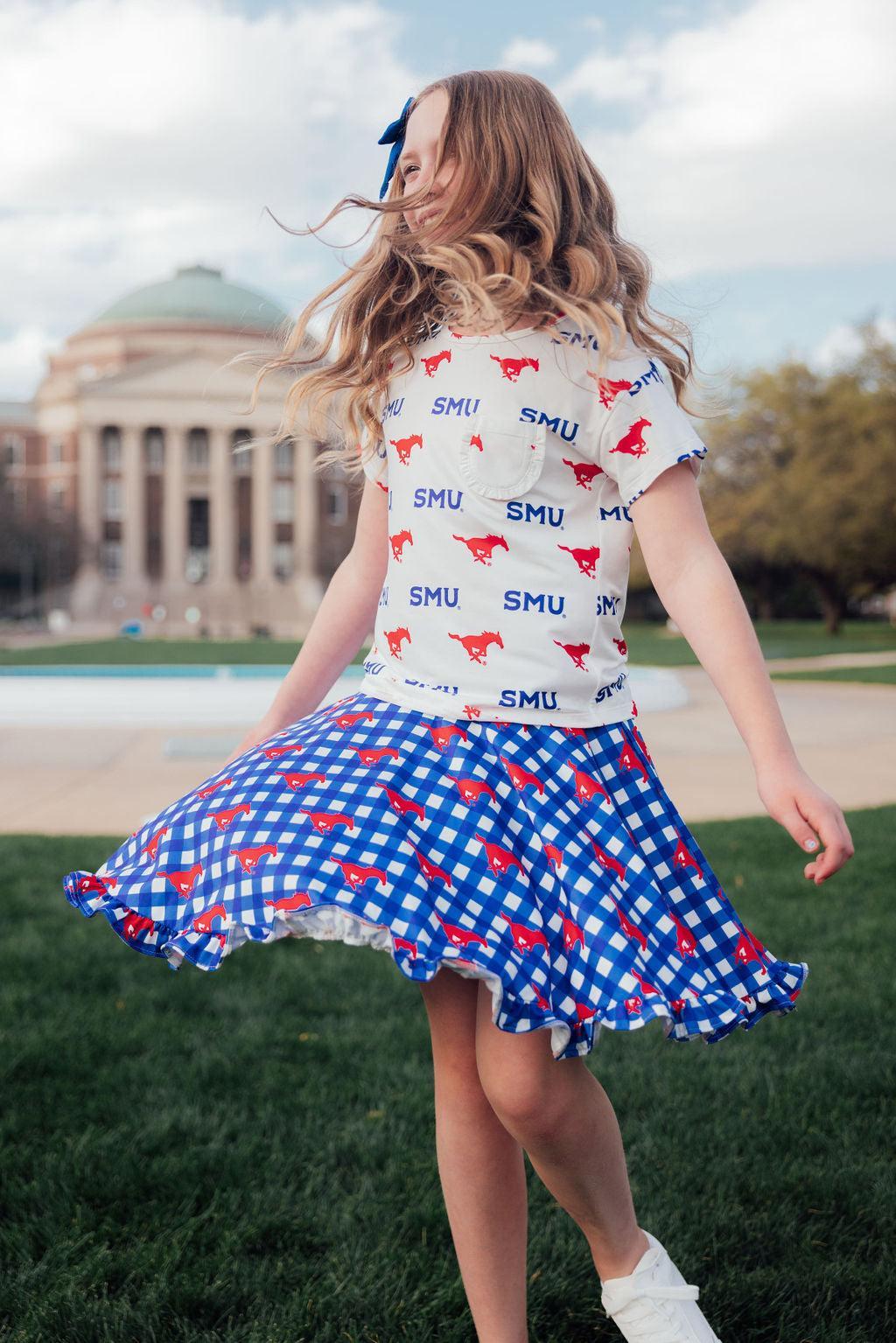 SMU Plaid Mustang Ruffle Twirl Skort - Image 3
