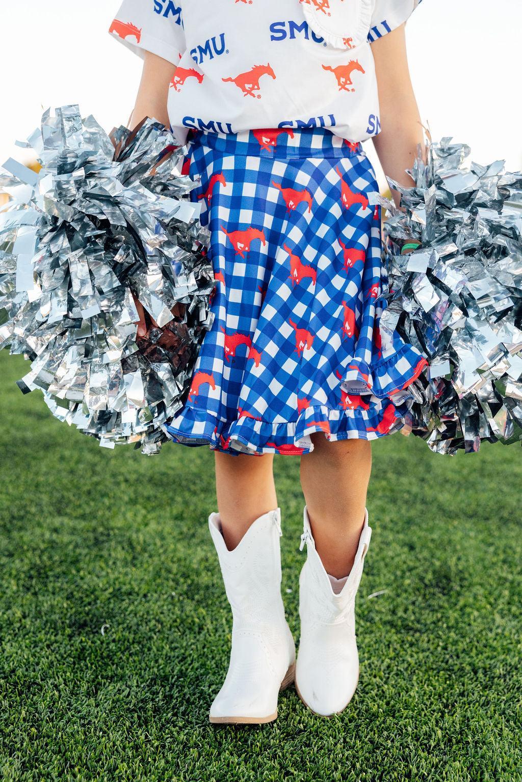 SMU Plaid Mustang Ruffle Twirl Skort - Image 7