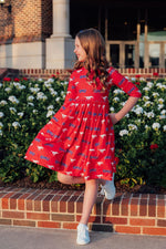 SMU Red Mustang 3/4 Sleeve Pocket Twirl Dress - Image 2