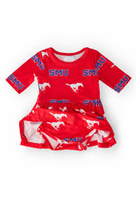 SMU Red Mustang 3/4 Sleeve Twirl Bodysuit - Image 2
