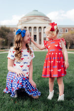 SMU Red Mustang Flutter Twirl Dress - Image 2
