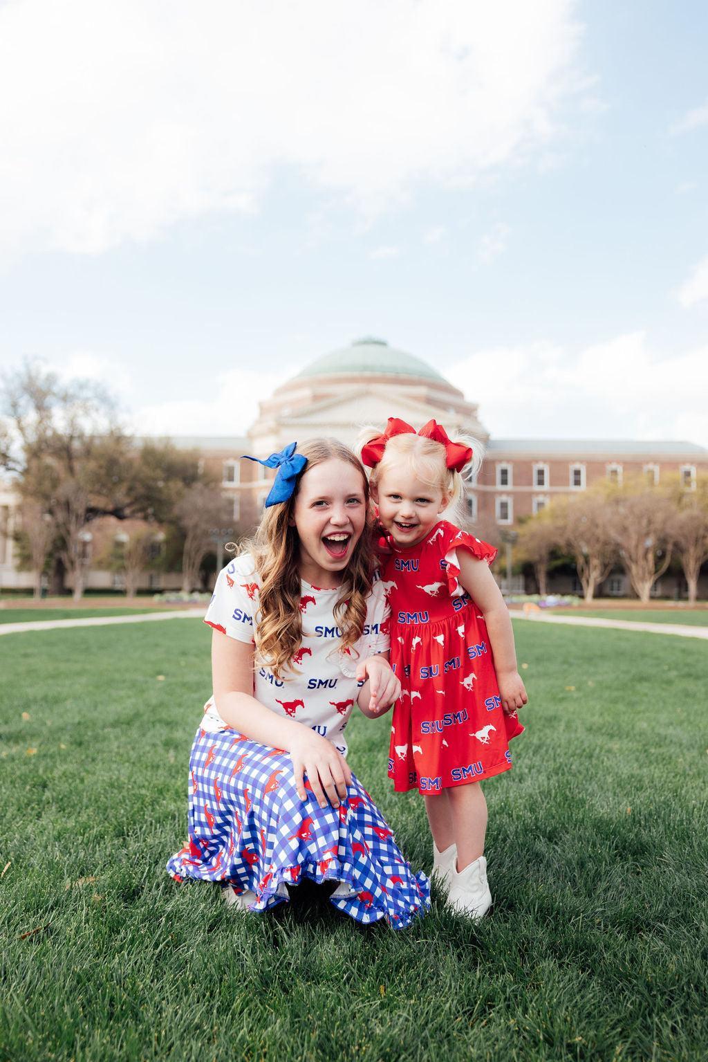SMU Red Mustang Flutter Twirl Dress - Image 4