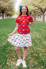 SMU Red Mustang Ruffle Pocket Tee - Image 6