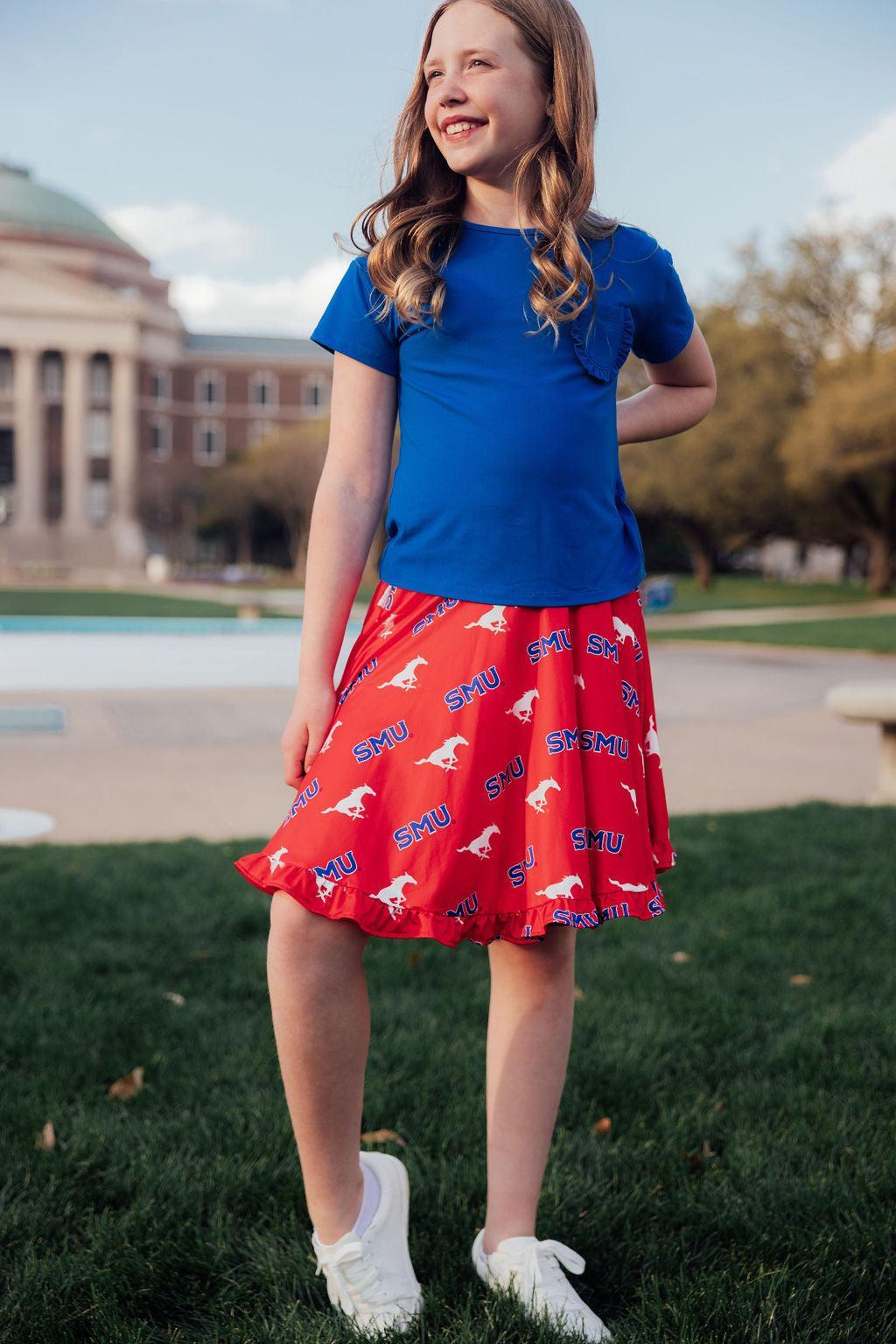 SMU Red Mustang Ruffle Twirl Skort - Image 4