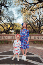 SMU White Mustang 3/4 Sleeve Pocket Twirl Dress - Image 5