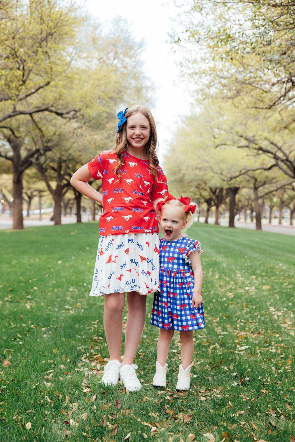 SMU White Mustang Ruffle Twirl Skort - Image 6