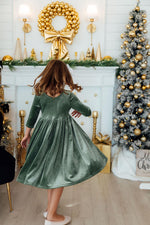 Sage Velvet Twirl Dress - Image 5