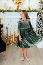 Sage Velvet Twirl Dress - Image 6