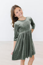 Sage Velvet Twirl Dress - Image 8