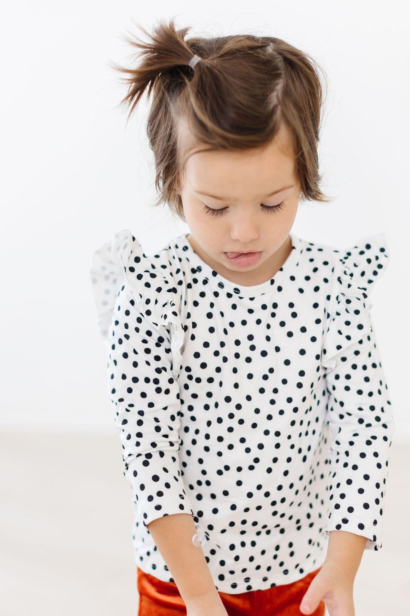 Scattered Dot L/S Ruffle Tee - Image 3