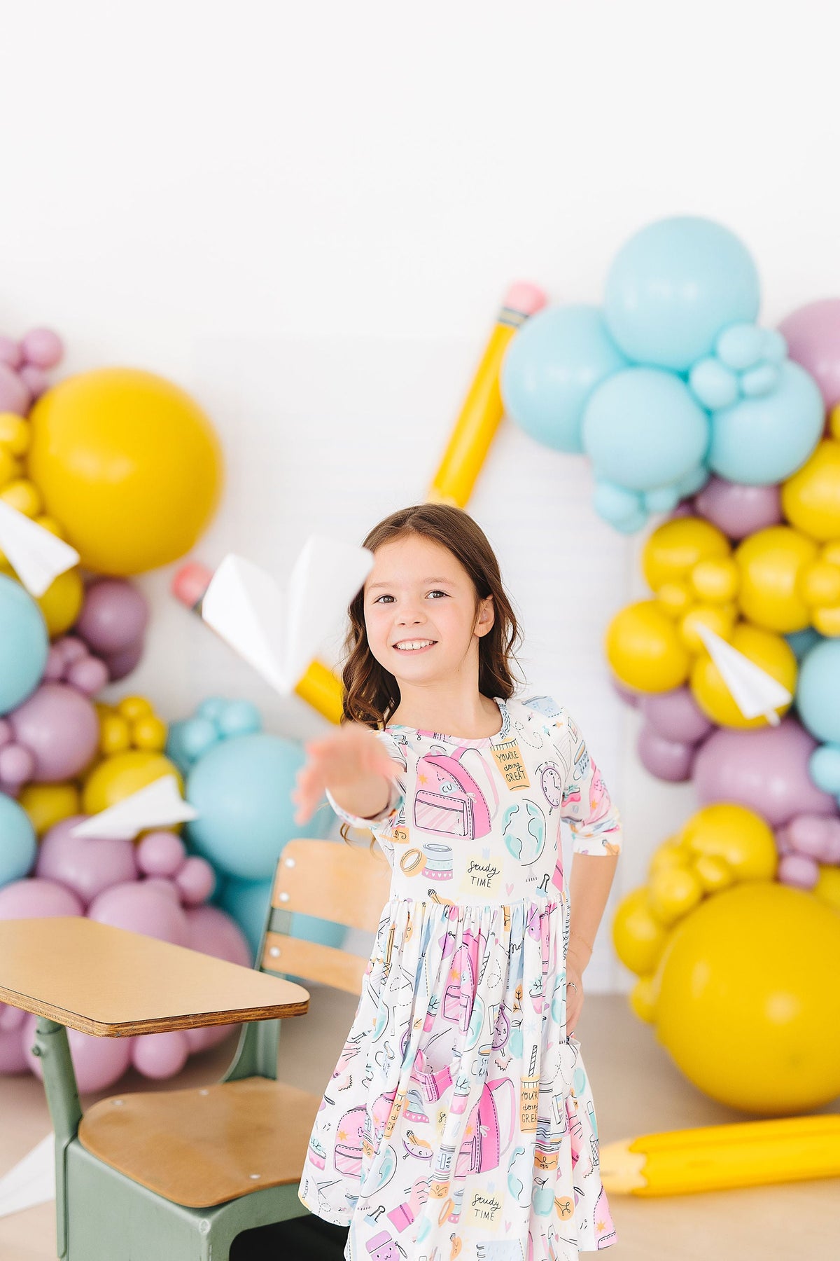 School is Cool 3/4 Sleeve Pocket Twirl Dress - Image 2