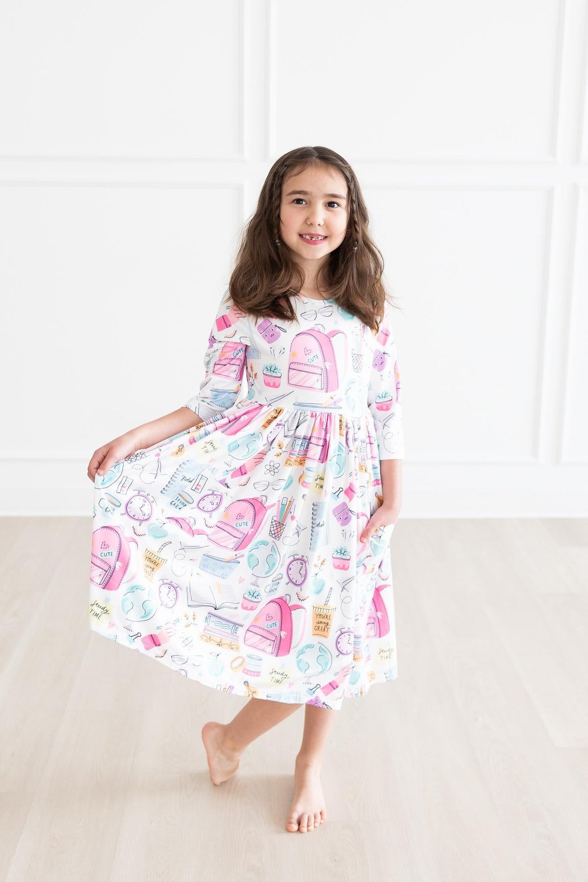 School is Cool 3/4 Sleeve Pocket Twirl Dress - Image 7