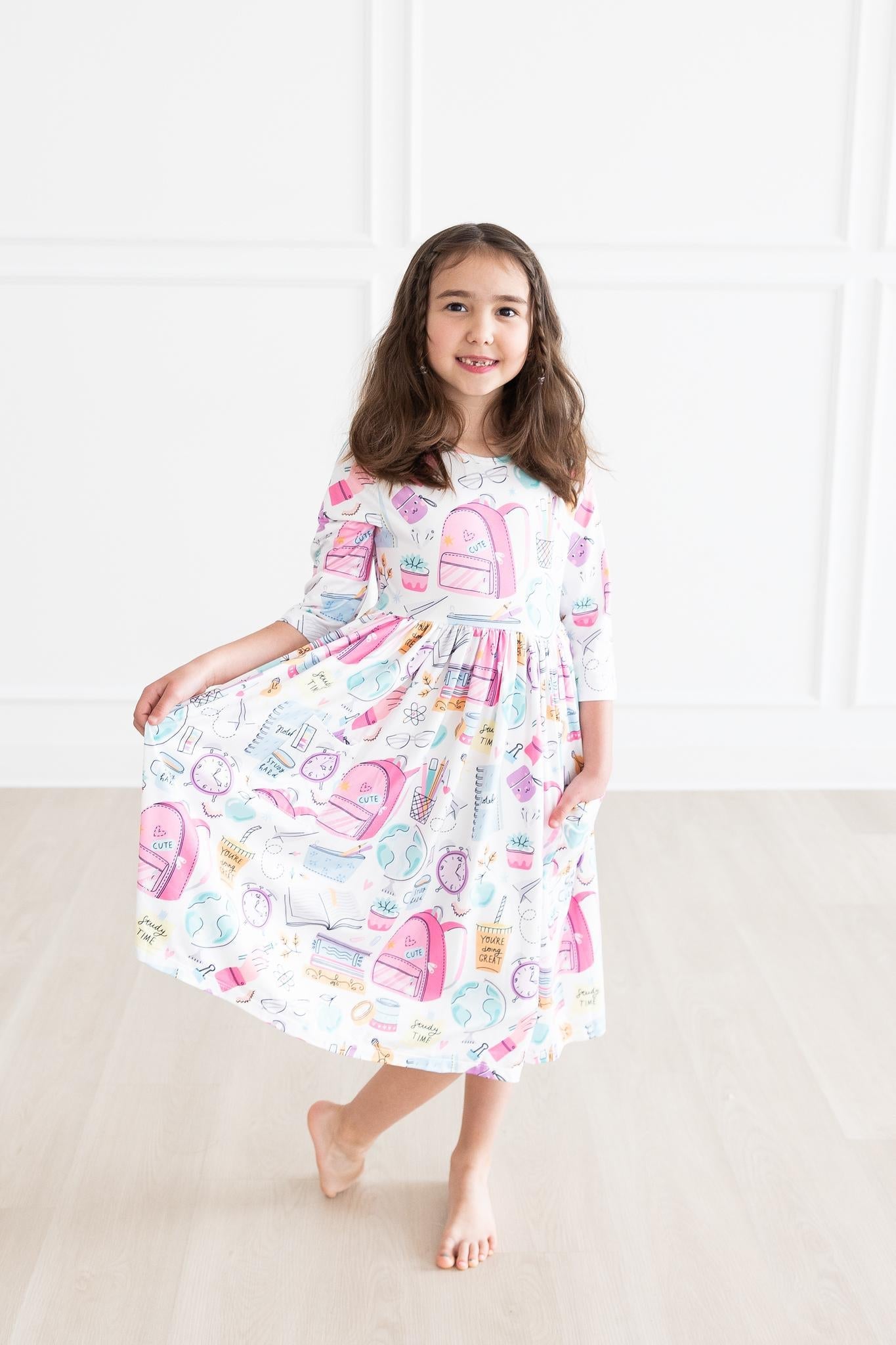 School is Cool 3/4 Sleeve Pocket Twirl Dress - Image 7