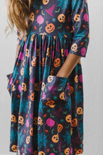 Skeleton Web 3/4 Sleeve Pocket Twirl Dress - Image 3