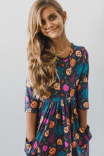 Skeleton Web 3/4 Sleeve Pocket Twirl Dress - Image 4