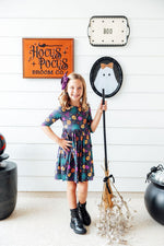 Skeleton Web 3/4 Sleeve Pocket Twirl Dress - Image 6