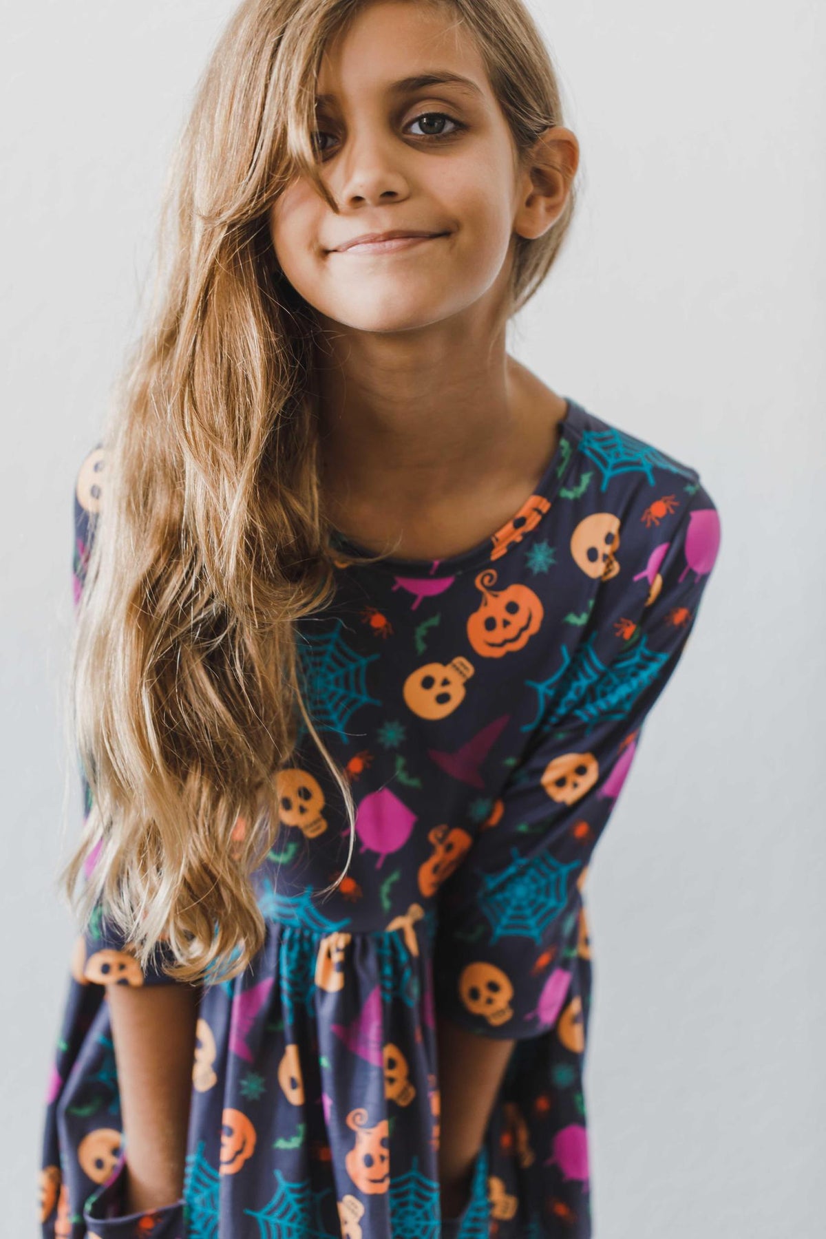 Skeleton Web 3/4 Sleeve Pocket Twirl Dress - Image 7
