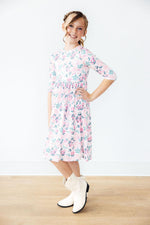 Softly Blooming 3/4 Sleeve Pocket Twirl Dress - Image 2