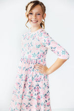 Softly Blooming 3/4 Sleeve Pocket Twirl Dress - Image 3